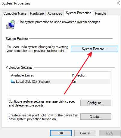 perform system restore