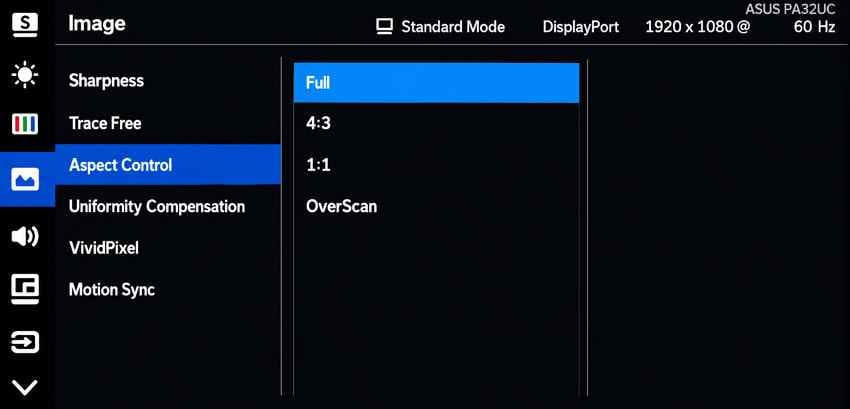 monitor aspect control
