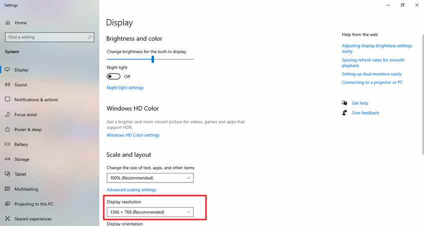 set recommended display resolution