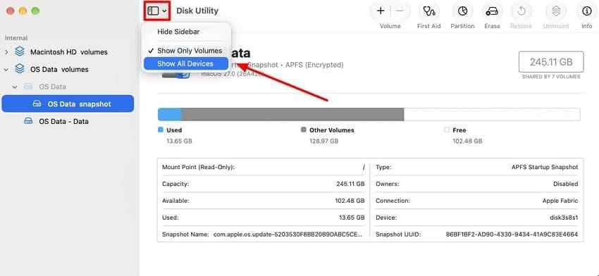 show all devices in disk utility