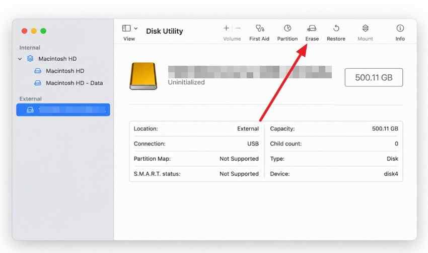 erase sd card in disk utility