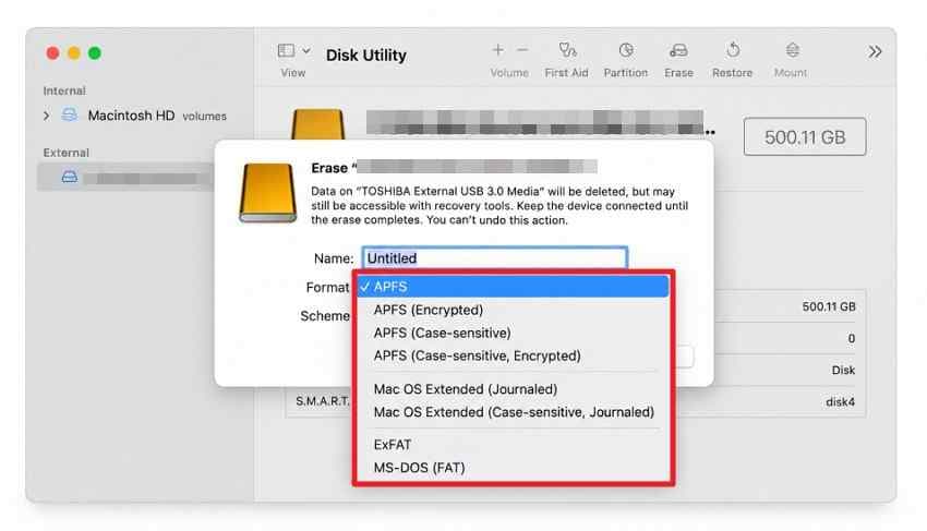 choose sd card format and erase