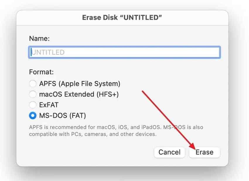 confirm erase sd card format