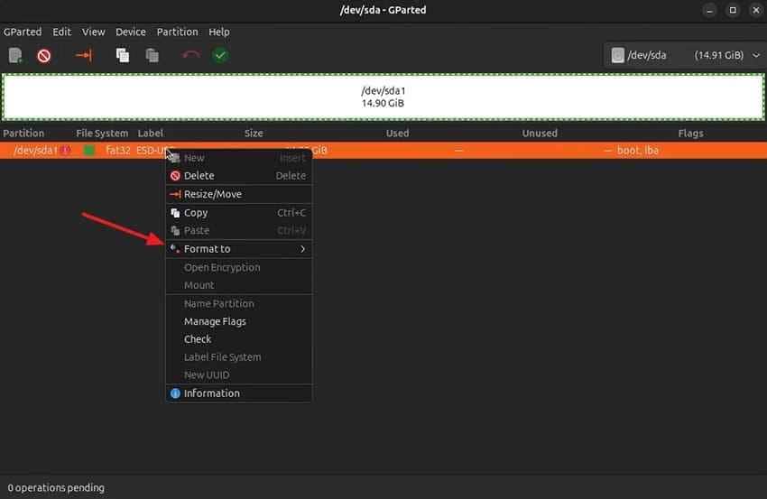 choose format to file system