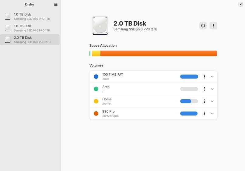 gui interface gnome disks