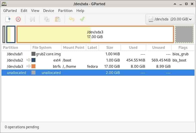 gparted sd card management tool
