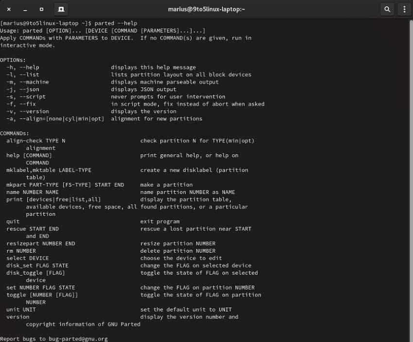 use mkfs in gnu parted