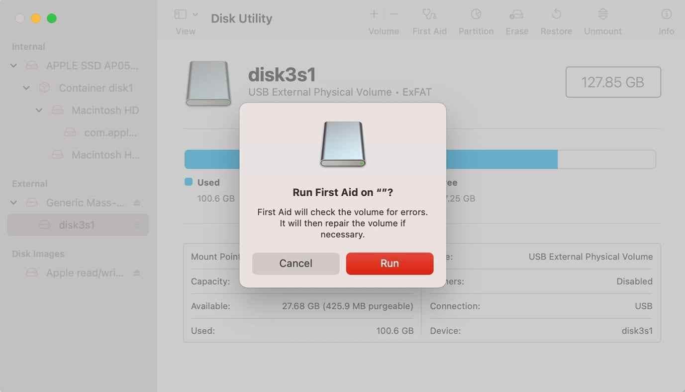 run disk utility first aid on an sd card that mac cannot read