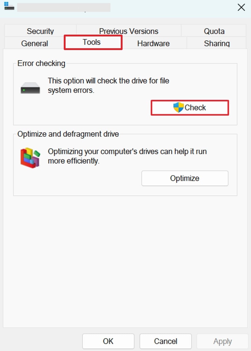 check sd card for errors