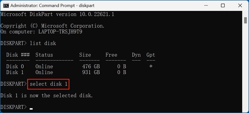 choose your sd card disk