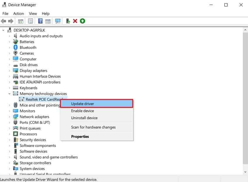 update sd card reader driver