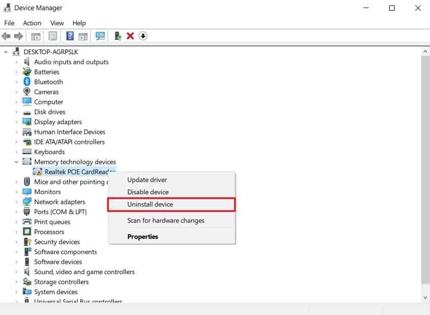 reinstall card reader driver windows 10