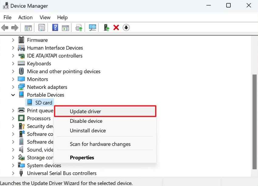 update sd card reader driver