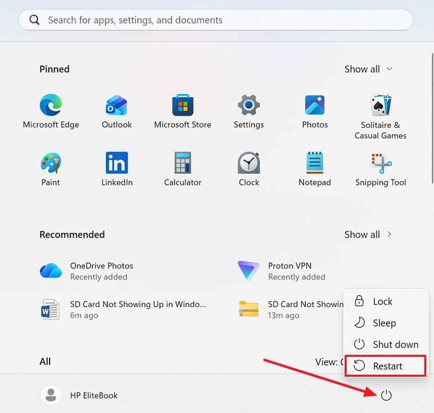 restart windows 11 pc
