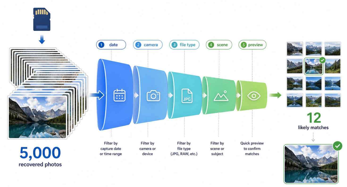 sd card recovered photo search funnel