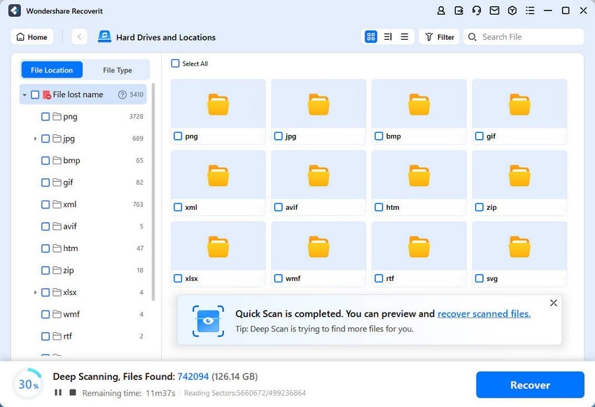 perform deep scan on files