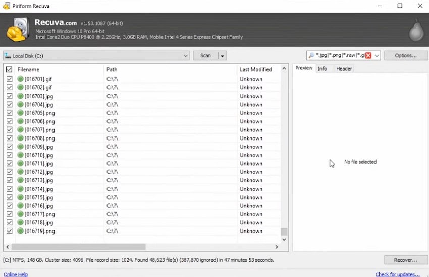 recuva recovery software