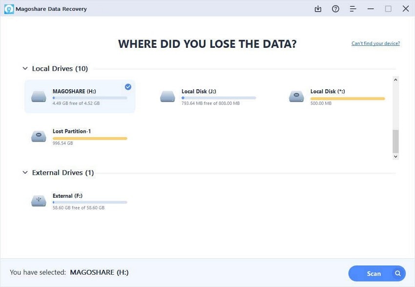 magoshare recovers lost seagate data files