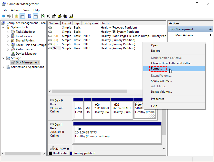 format disk drive 