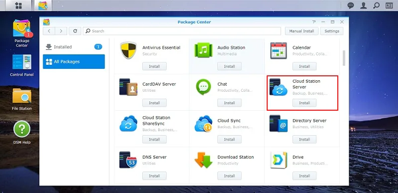 instal synology cloud station server