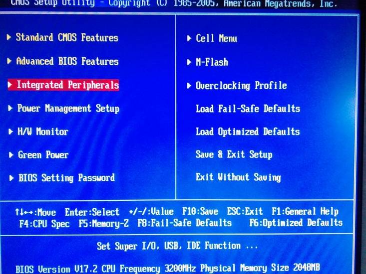 integrated peripherals in bios
