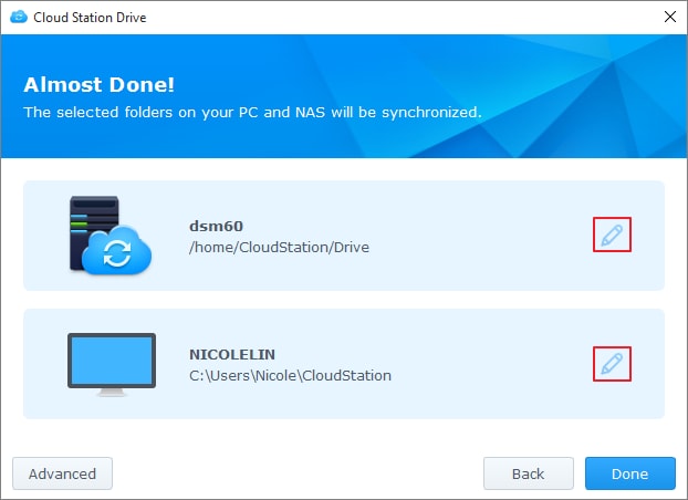 choisir les dossiers à synchroniser