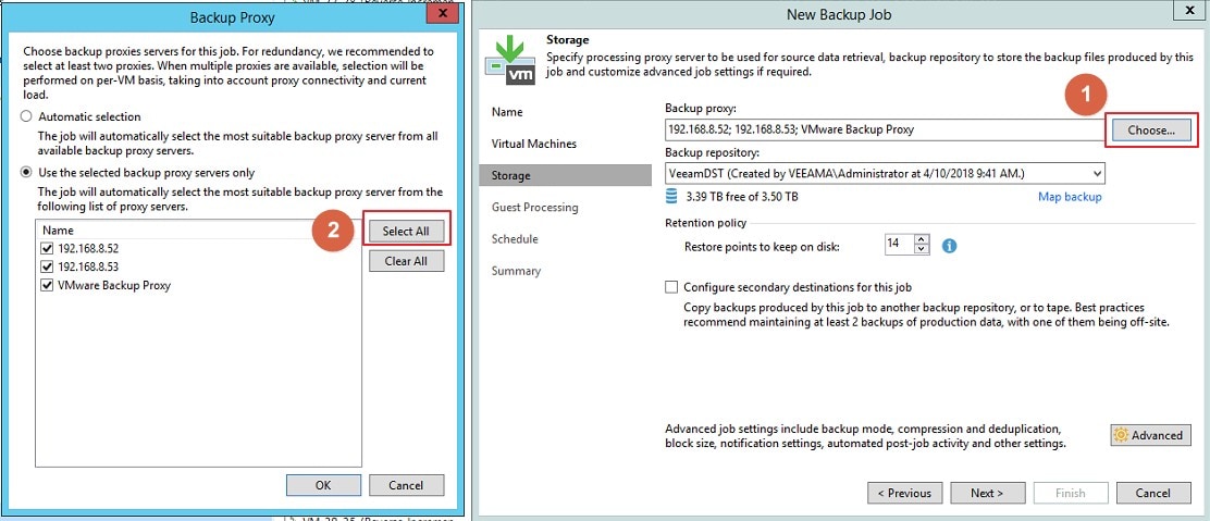 choose the backup qnap veeam repository