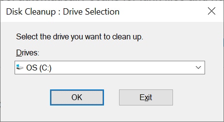 disk to clean up the selection