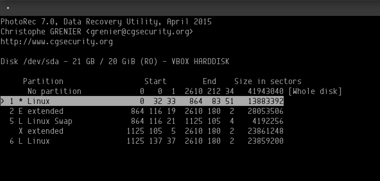 choose the partition you wish to restore