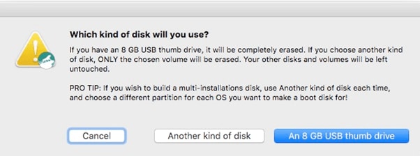 selecting usb thumb drive in diskmaker