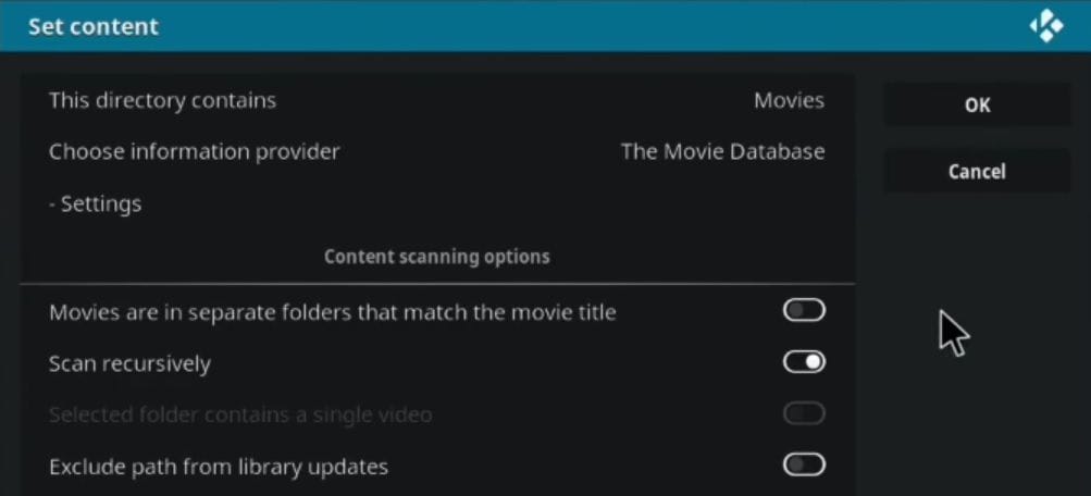 selecting folder content in kodi synology