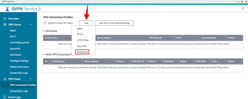 qvpn wireguard vpn connection