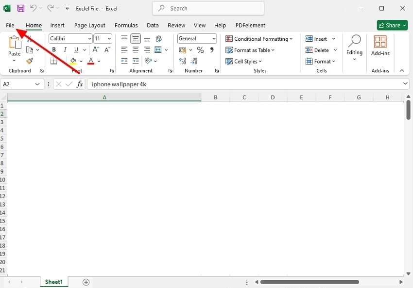 access file tab excel