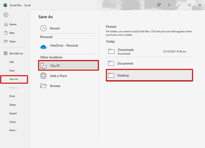 choose save as option