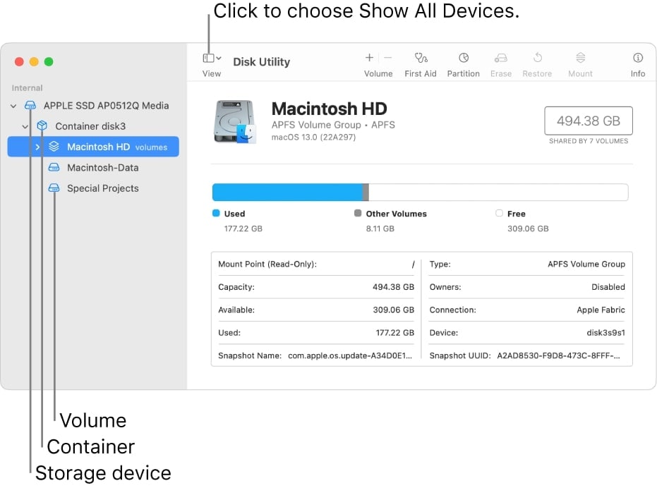 show all external devices on mac