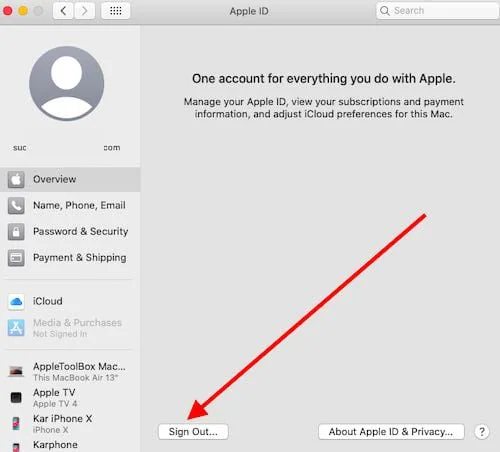 sign out icloud untuk macos catalina