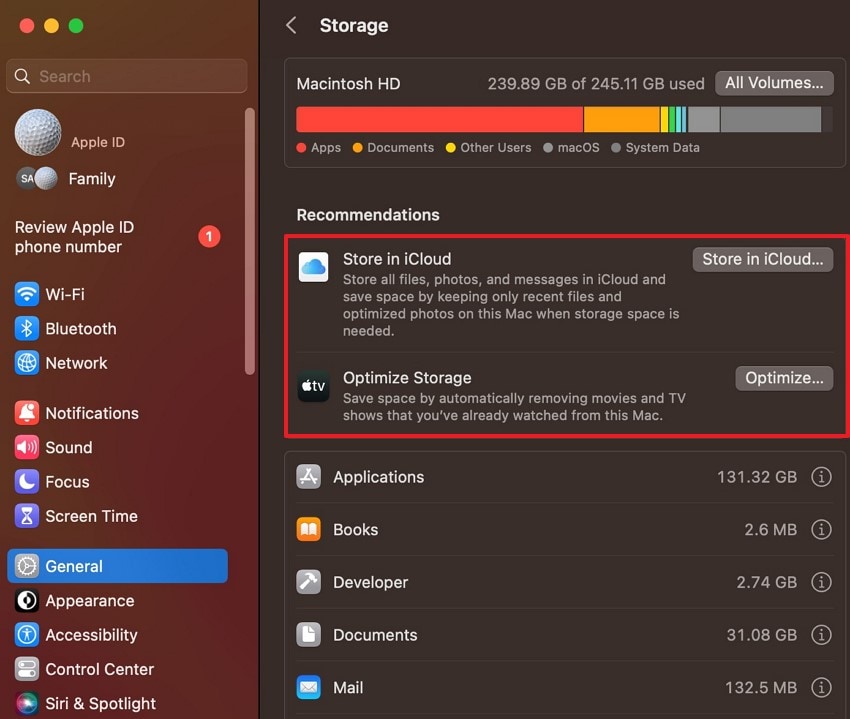 optimize storage mac recommendations