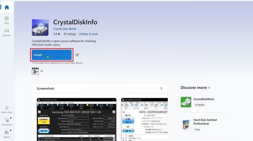 install crystaldiskinfo free utility