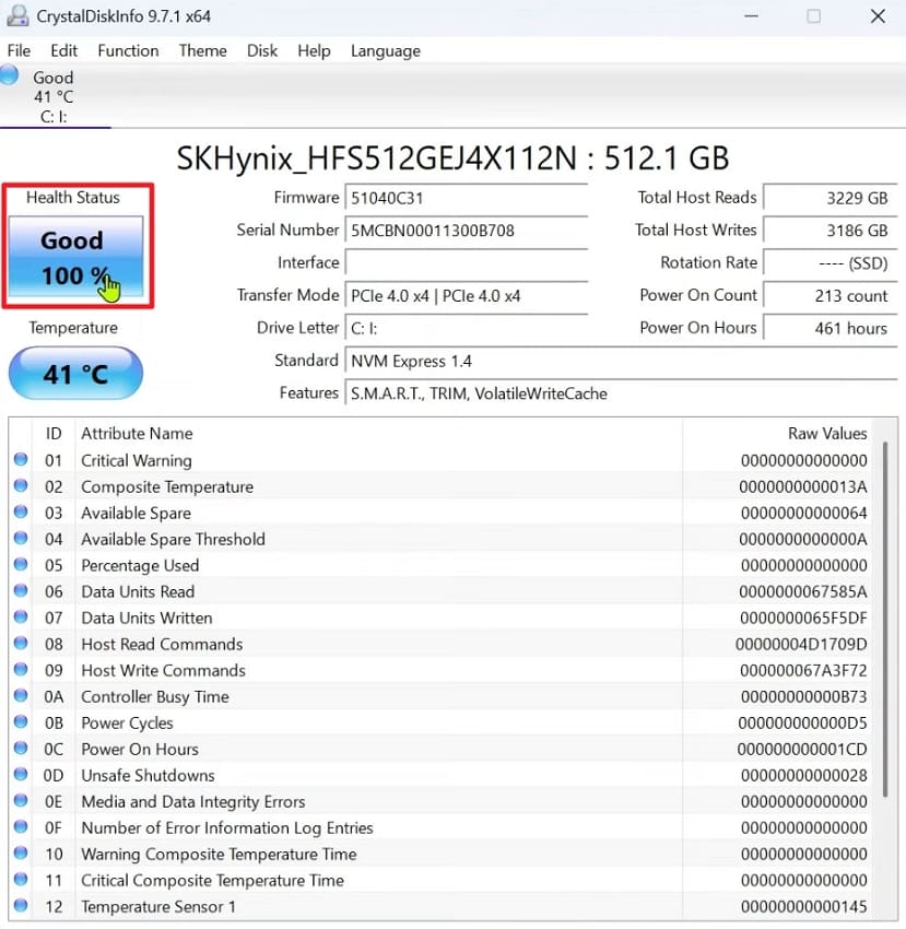 check smr drive health crystaldiskinfo