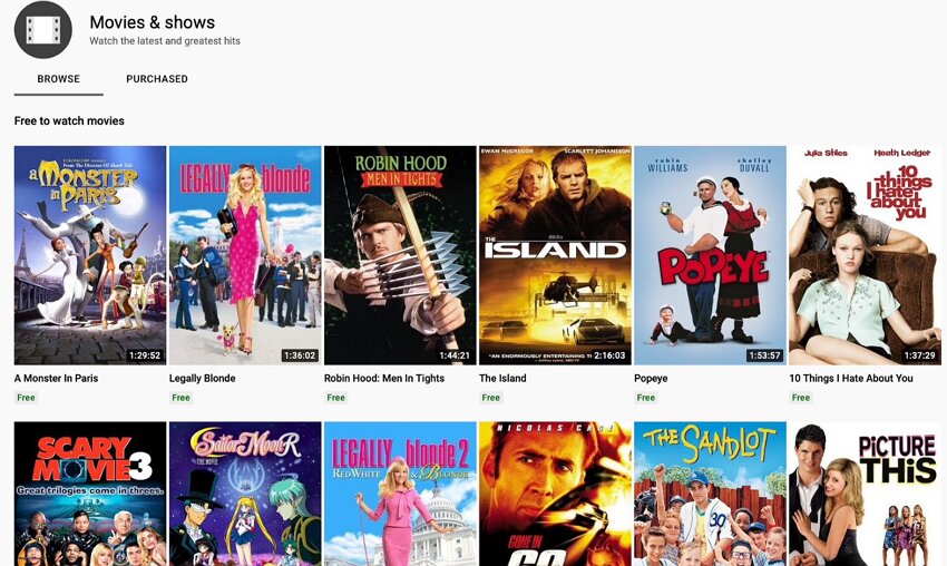 watch favourite movies in youtube platform