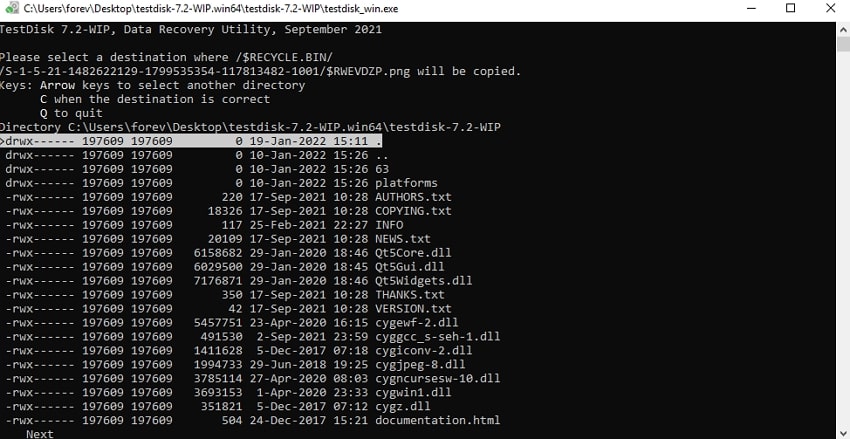 choose deleted file to recover