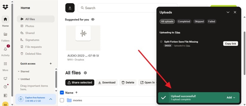 review status to ensure backup