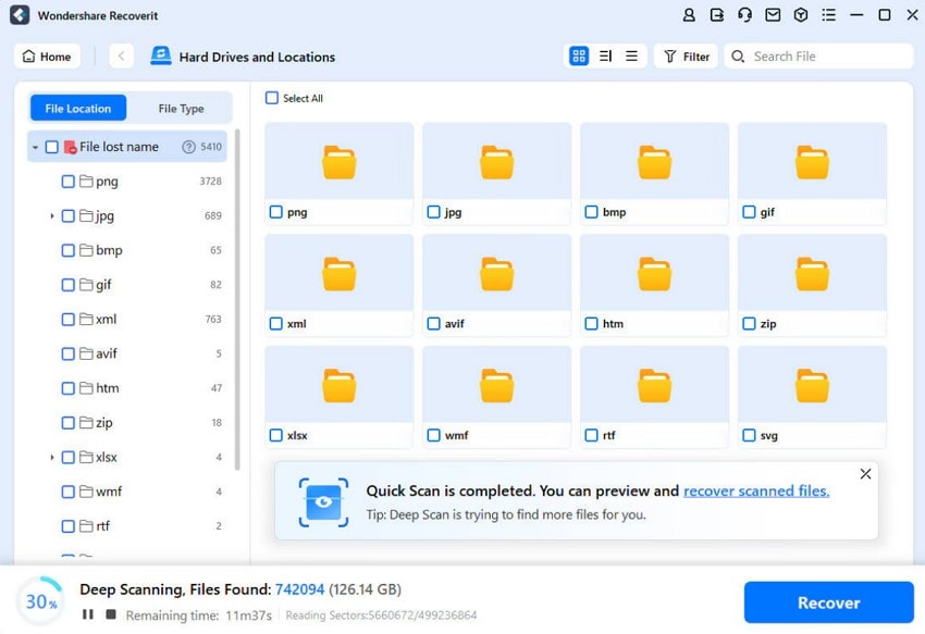 perform deep scan on files