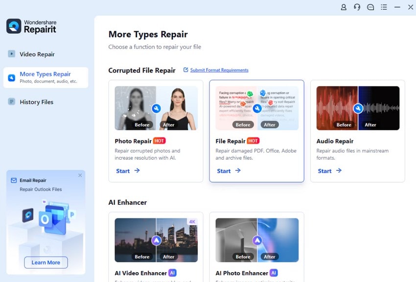 choose file repair feature
