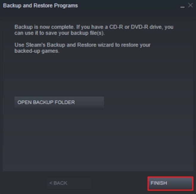 hit finish button