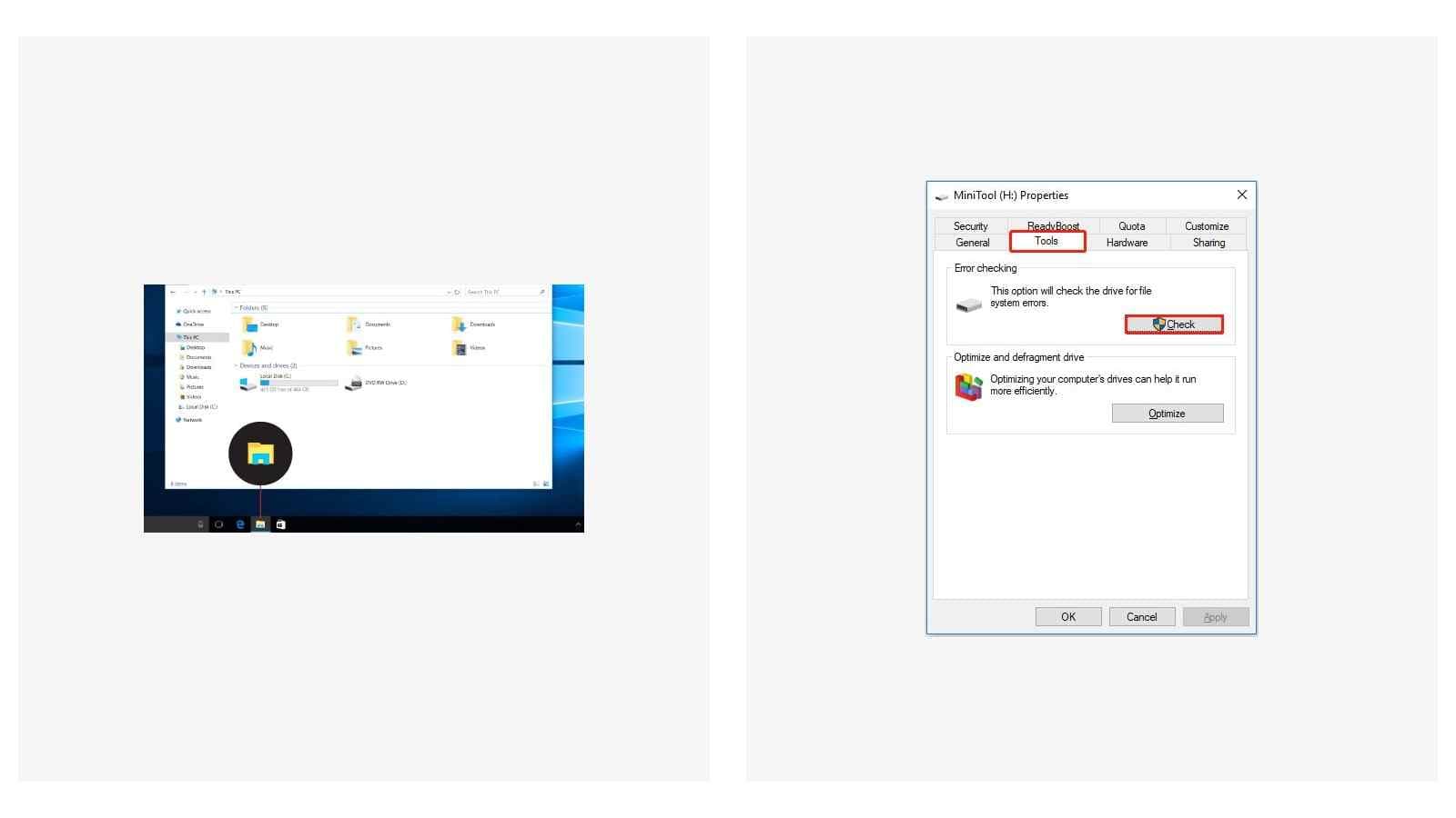 windows file explorer and disk management steps to fix stealth cam sd card full or inaccessible errors
