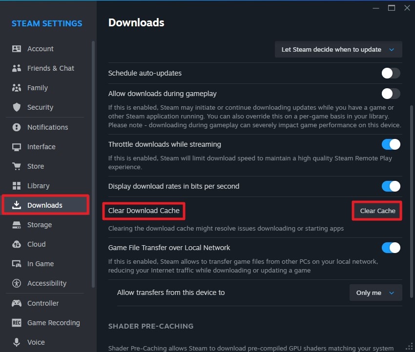 clear download cache from here