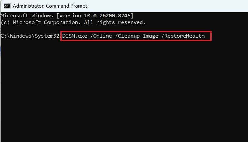 run dism repair command