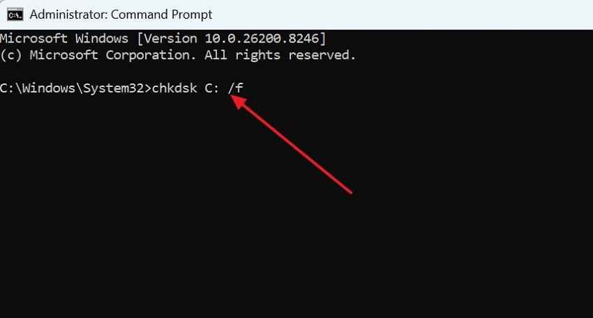 run chkdsk disk repair