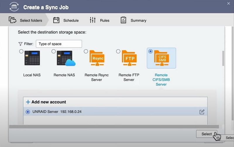 hybrid backup sync configuring sync job